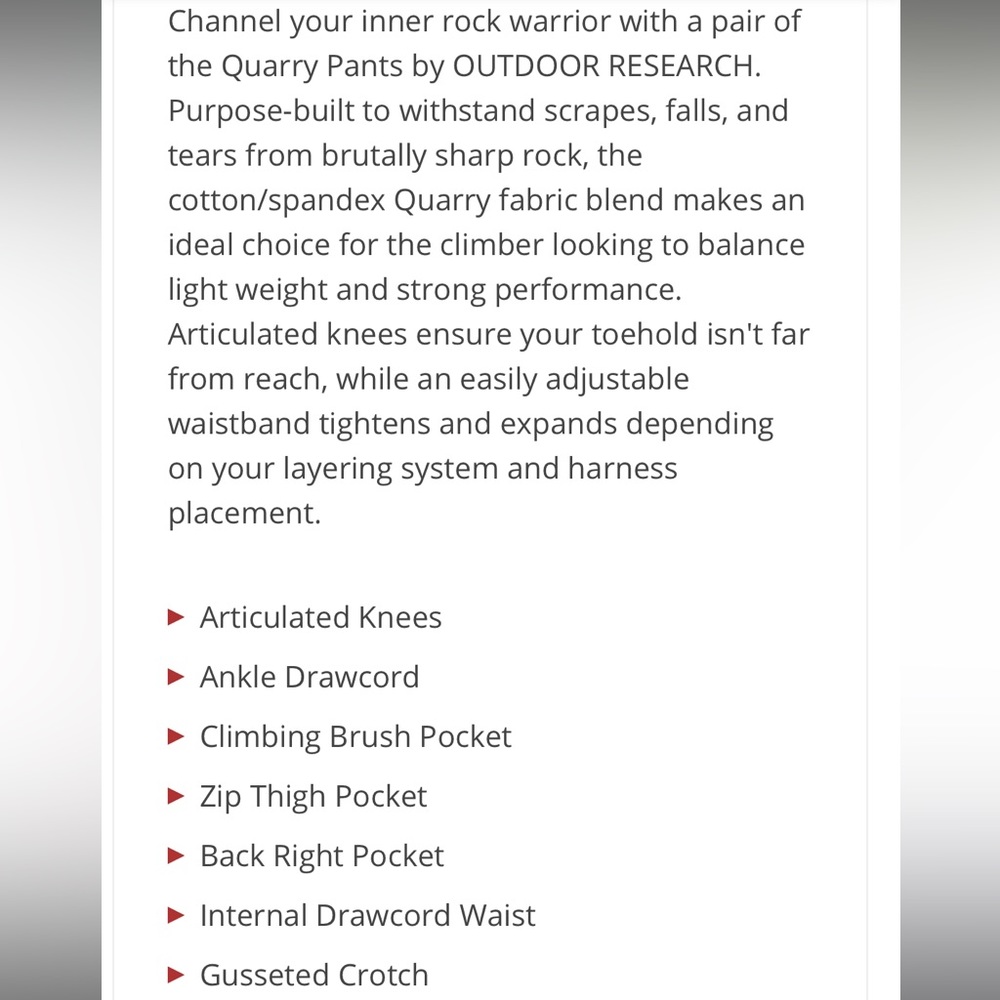Size 8 sea glass colour Outdoor Research Quarry climbing pants - Picture 7 of 7